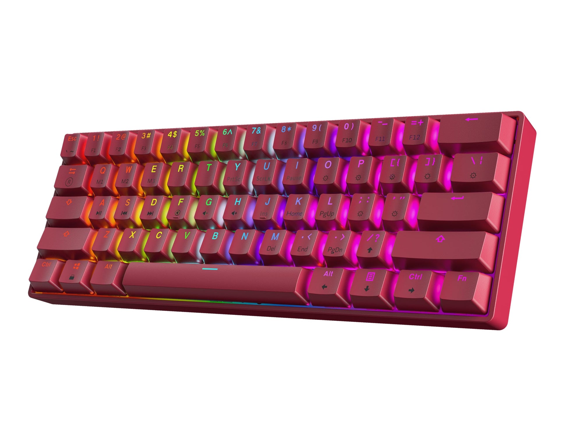 HK GAMING GK61 60% v3 | Hotswap Mechanical Gaming Keyboard | 61 Keys Multi Color RGB LED Backlit for PC/Mac Gamer | US Layout (Pink  Gateron Optical Brown)