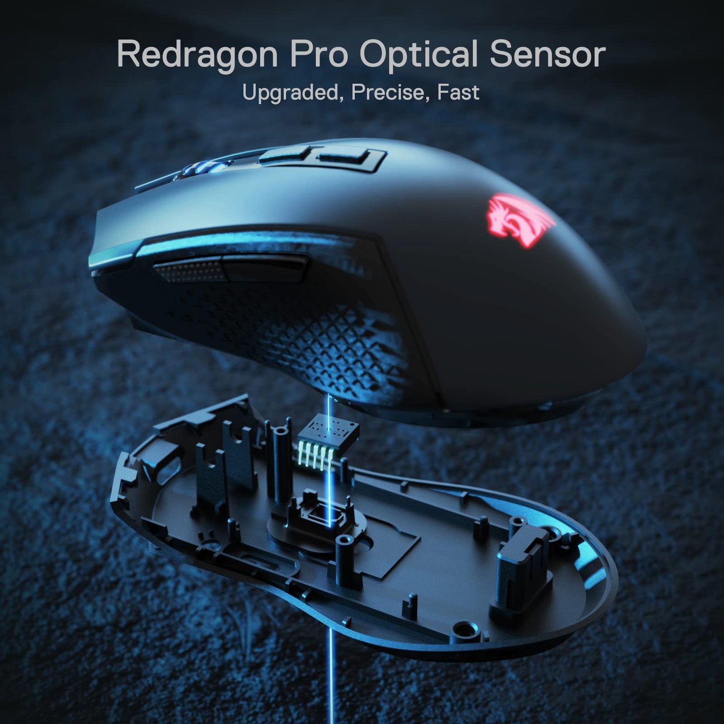 Redragon M693 Wireless Gaming Mouse - 8000 DPI, 3-Mode Connection, 7 Macro Buttons, Black, Standard Size for PC/Mac/Laptop