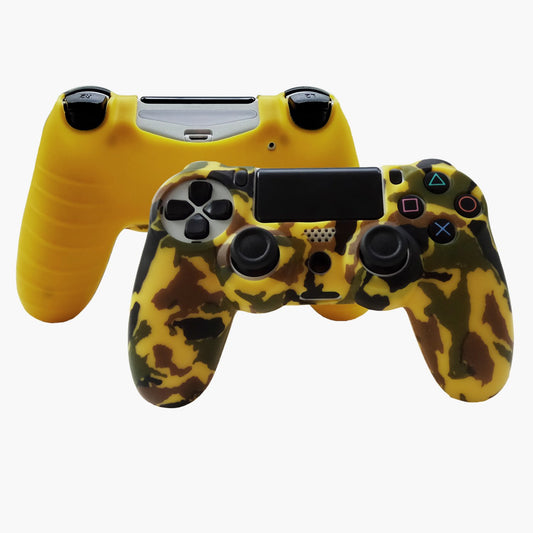 Hikfly Silicone Gel Controller Cover for PS4/PS4 Slim/Pro - Yellow, Includes 2 Covers & 8 FPS Pro Thumb Grip Caps