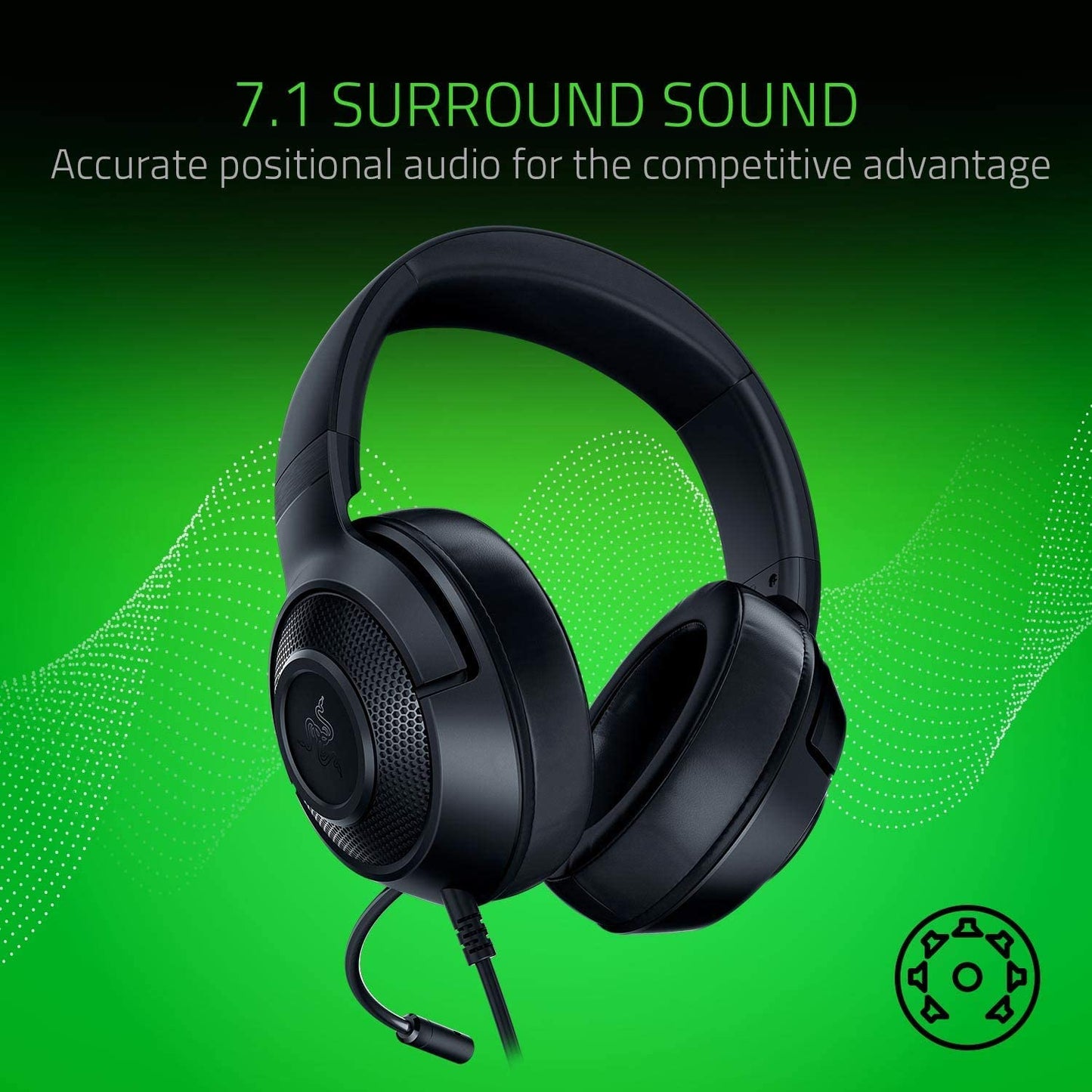 Razer Kraken X Lite Gaming Headset - Lightweight 1.3 oz - Black - Durable Plastic - Model RZ.AU.KR.08.RT