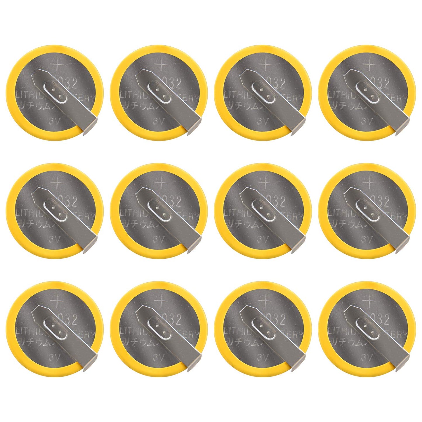 taessv CR2032 Battery Pack - 12 Count 3V Lithium Batteries with Solder Tabs for SNES, N64, Gameboy Replacement