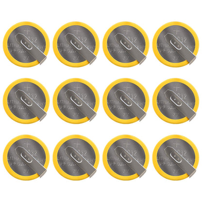 taessv CR2032 Battery Pack - 12 Count 3V Lithium Batteries with Solder Tabs for SNES, N64, Gameboy Replacement