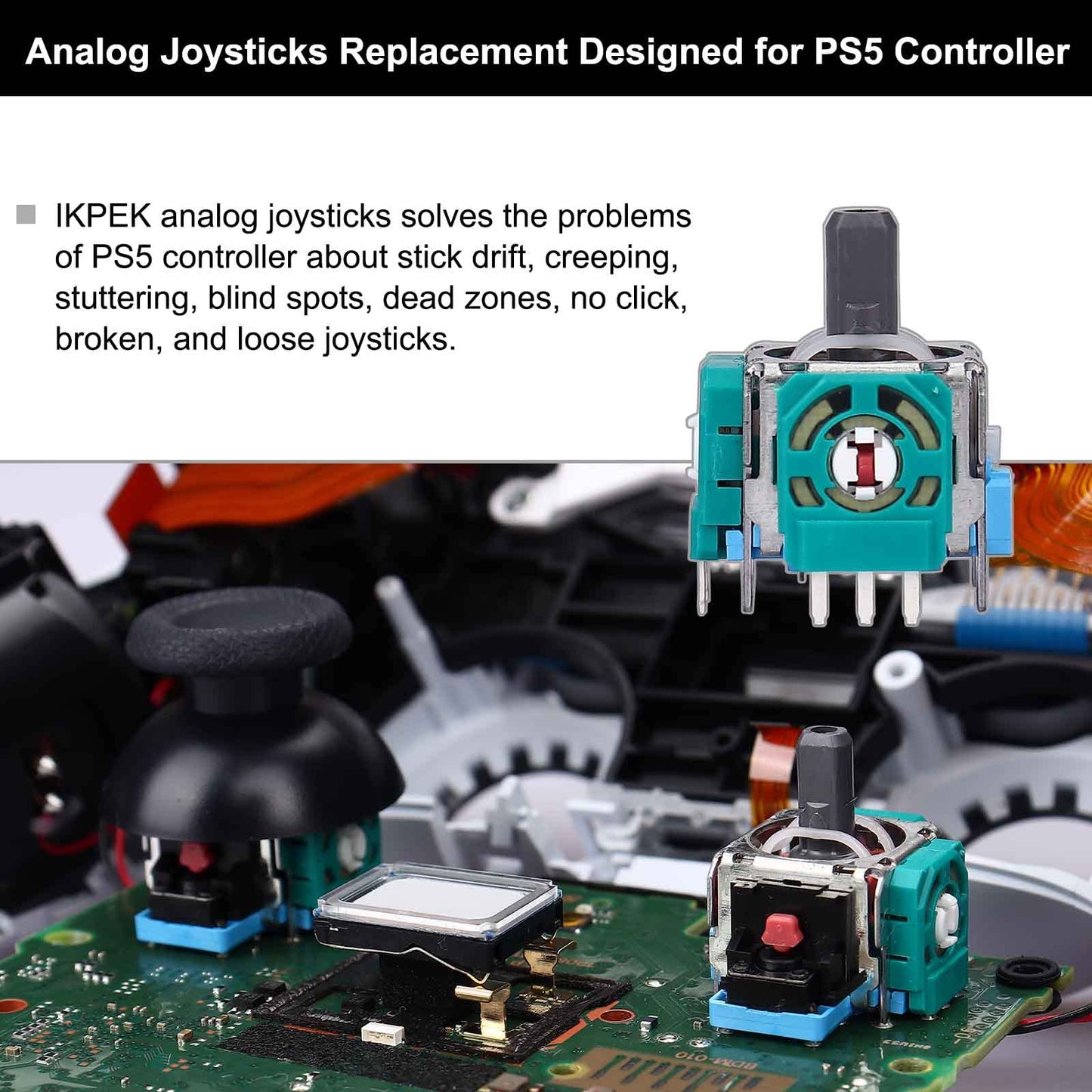 Ikpek 8pcs Joystick Replacement for PS5 Controller - Blue 3D Analog Sensor Rocker Module