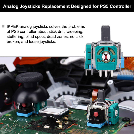 Ikpek 8pcs Joystick Replacement for PS5 Controller - Blue 3D Analog Sensor Rocker Module