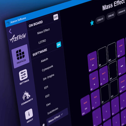 AZERON Gaming Keypad - One-Handed Keyboard with 30 Programmable Keys, Hall Effect Thumbstick, Cyborg II, Galaxy Purple