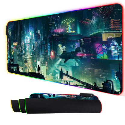 Imegny RGB XXL LED Gaming Mouse Pad, Heavy Duty Anti-Slip, 35.4x15.7 Inches, Greencity Model 9040