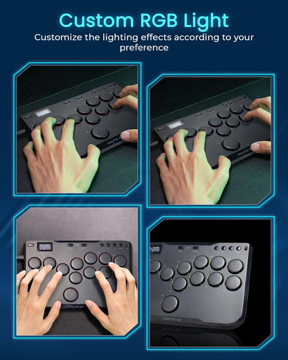 JZW-Shop Haute42 Arcade Stick P12 - All-Button Fight Controller for Switch, PC, PS4, PS3, Steam Deck, Turbo & RGB, Supports Hot-Swap