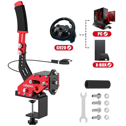 aikeec USB Handbrake Clamp for PC Sim Racing Games G25 G27 G29 T500 FANATECOSW DIRT RALLY Windows (Red  XBOX)