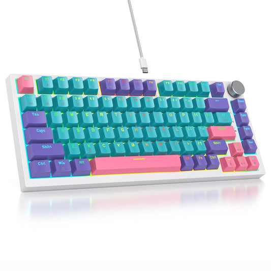 SbocKeeb 75 Percent Keyboard Gasket-Mounted with Sound Absorbing Pads  82-Key Compact Wired RGB Mechanical Gaming Keyboard Hot-Swap Socket for Win  Joker