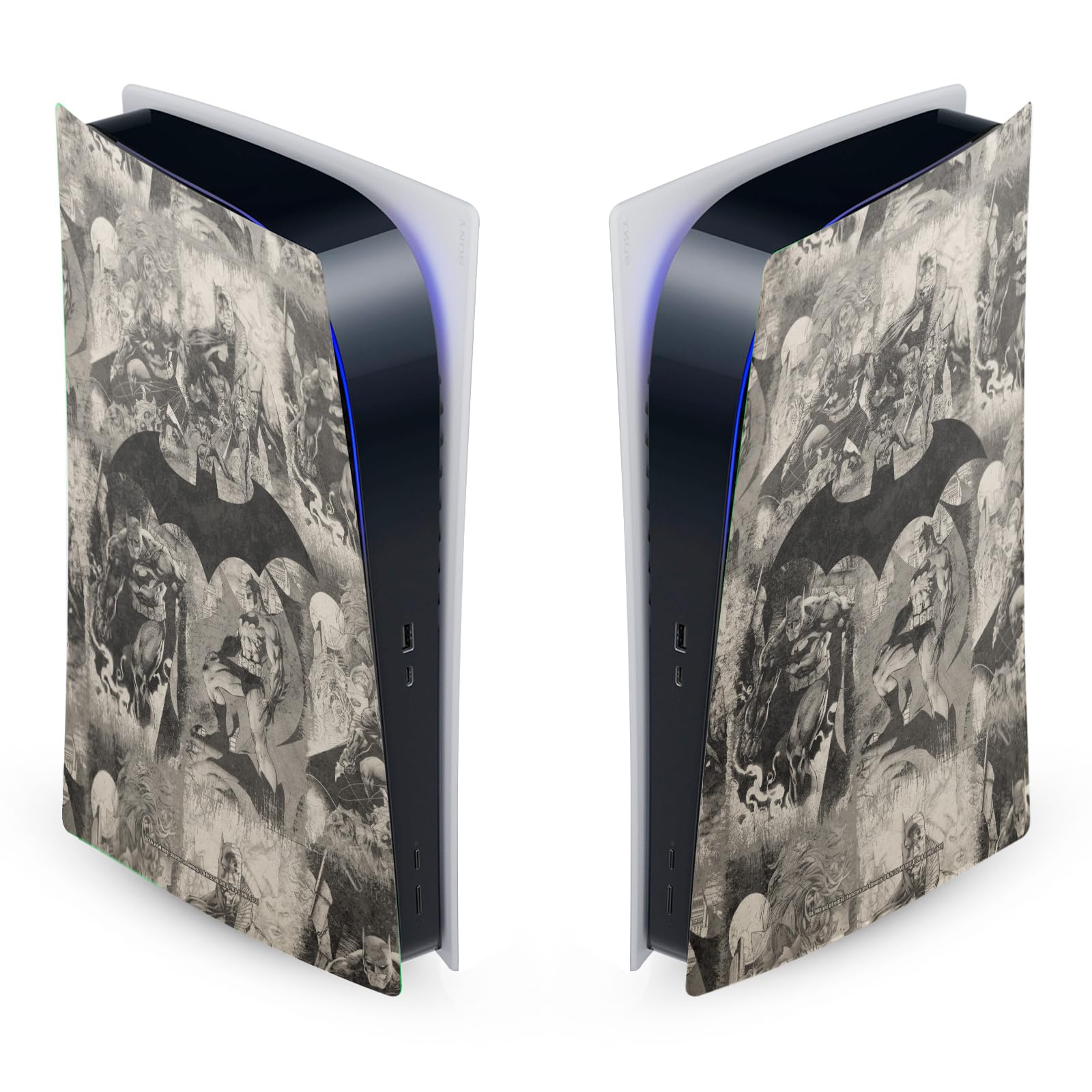 Head Case Designs Officially Licensed Batman DC Comics Collage Distressed Logos And Comic Book Vinyl Faceplate Sticker Gaming Skin Decal Compatible With Sony PlayStation 5 PS5 Digital Edition Console