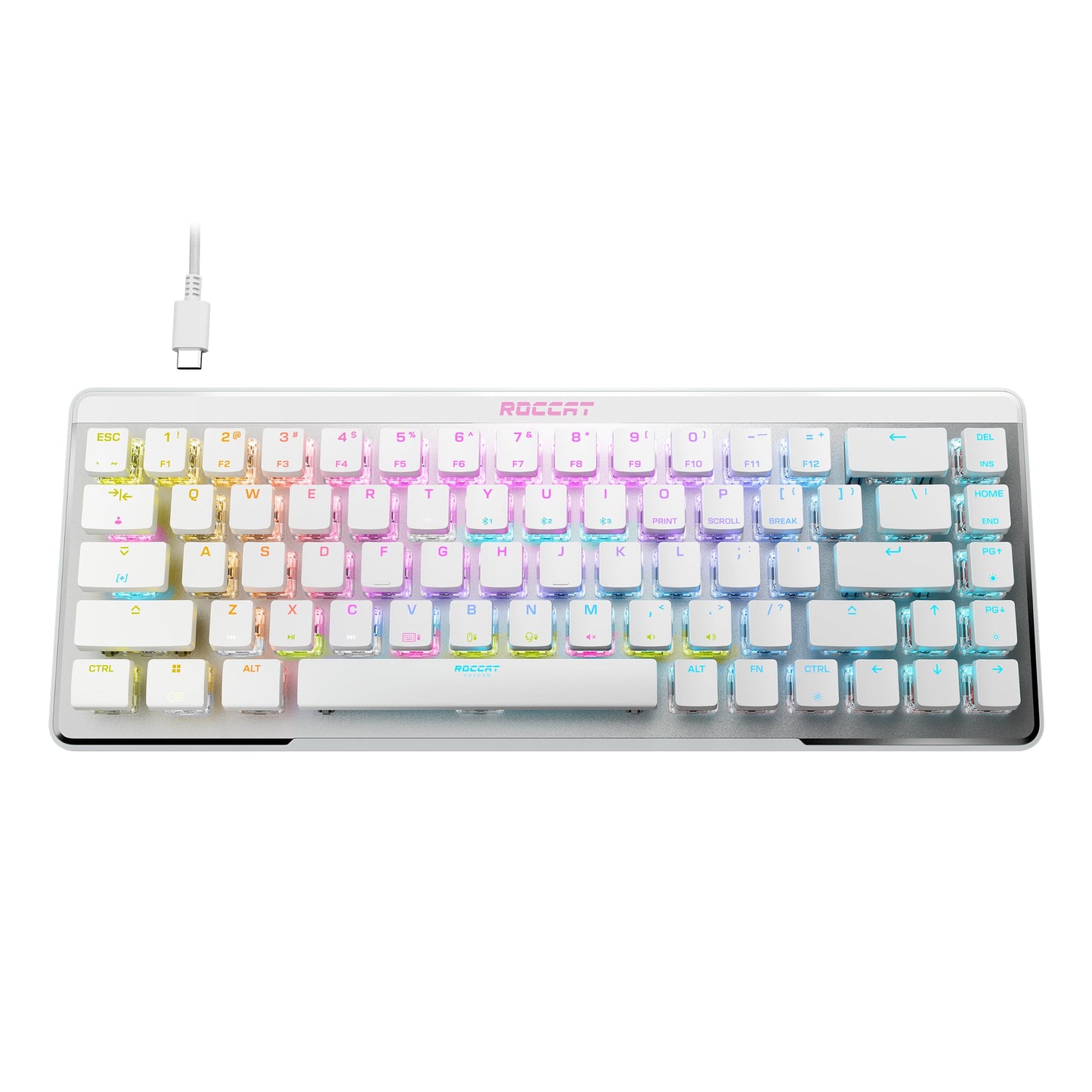 ROCCAT Vulcan II Mini Air 65% Optical Mechanical Gaming Keyboard  Full Wireless and Bluetooth Capabilities  Customizable RGB Illumination  Button Duplicator  On-Board Profiles  Aluminum Plate - White