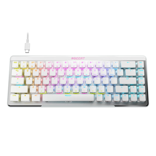 ROCCAT Vulcan II Mini Air 65% Optical Mechanical Gaming Keyboard  Full Wireless and Bluetooth Capabilities  Customizable RGB Illumination  Button Duplicator  On-Board Profiles  Aluminum Plate - White