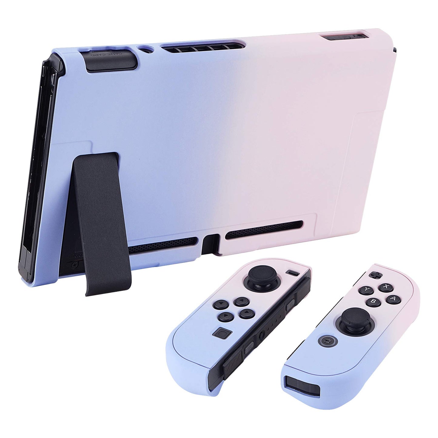eXtremeRate PlayVital Protective Case for Nintendo Switch - Shock-Absorbent, Dockable, Gradient Pink Violet, Model NTP330