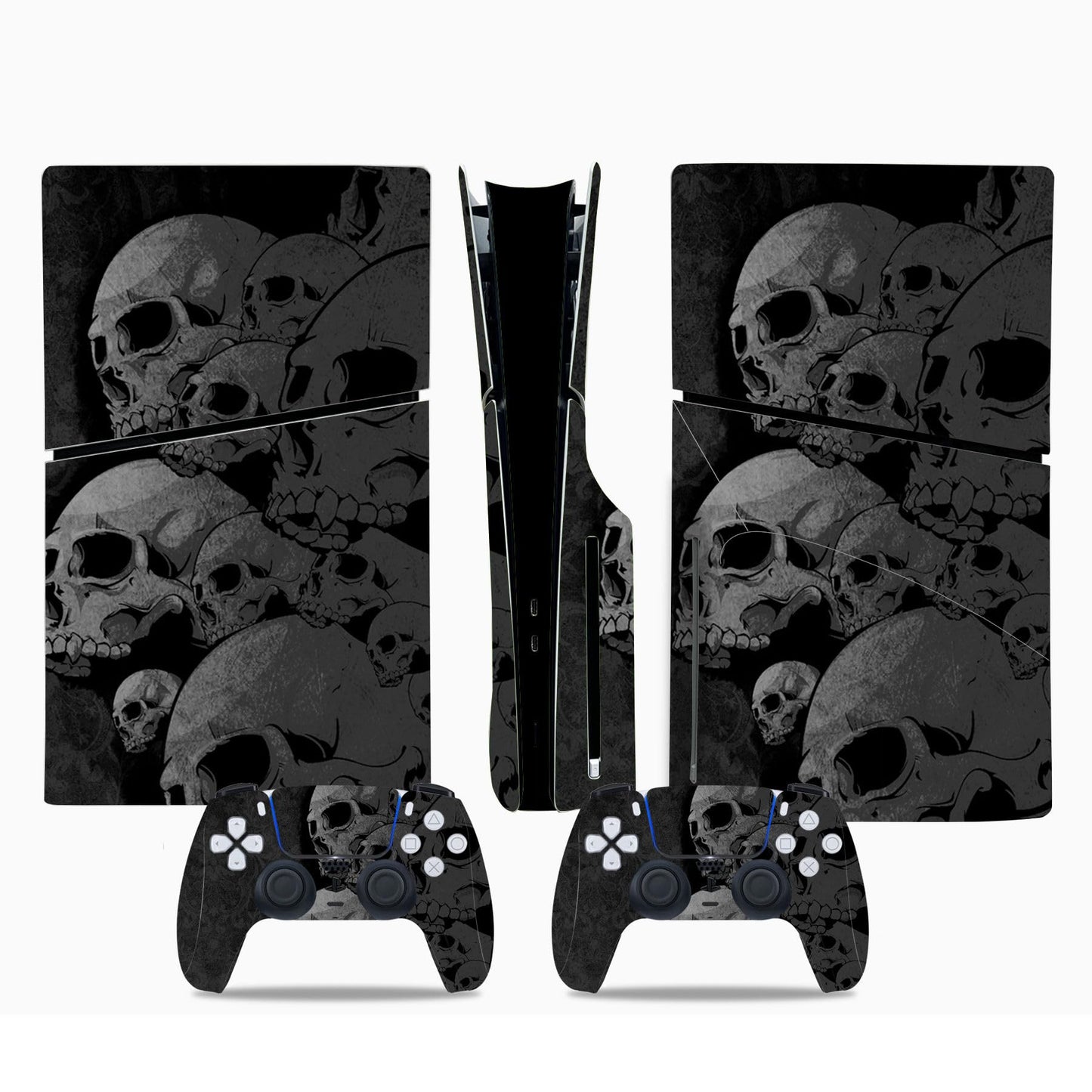 Skin Sticker Compatible with PS5 Slim Disc Console, Vinyl Decal Protective Cover for Wireless Controller (Dark Grey)