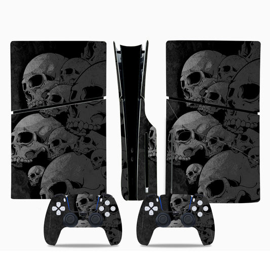 Skin Sticker Compatible with PS5 Slim Disc Console, Vinyl Decal Protective Cover for Wireless Controller (Dark Grey)