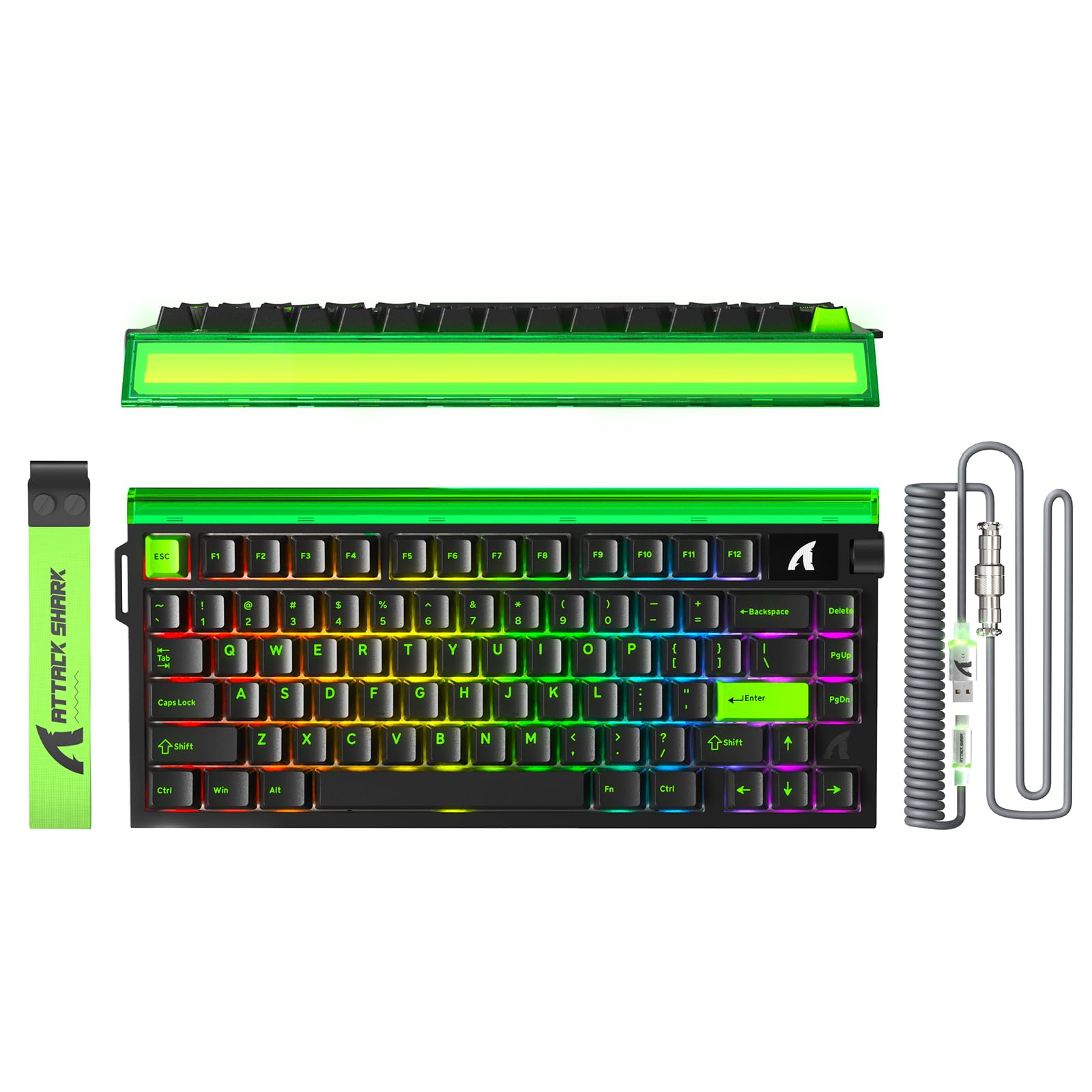 ATTACK SHARK R85 HE 75% Magnetic Wired Gaming Keyboard 8KHz Polling Rate Rapid Trigger 0.005mm RT Precision 256K Scan Rate Custom Hot-Swappable Web Driver PC Keyboard for Gamer/Win/Mac Neon Green