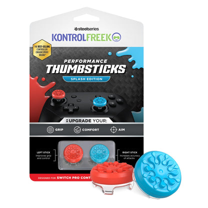 KontrolFreek Performance Thumbsticks for Nintendo Switch Pro Controller - Concave - Blue/Red - Model 1801-PRO