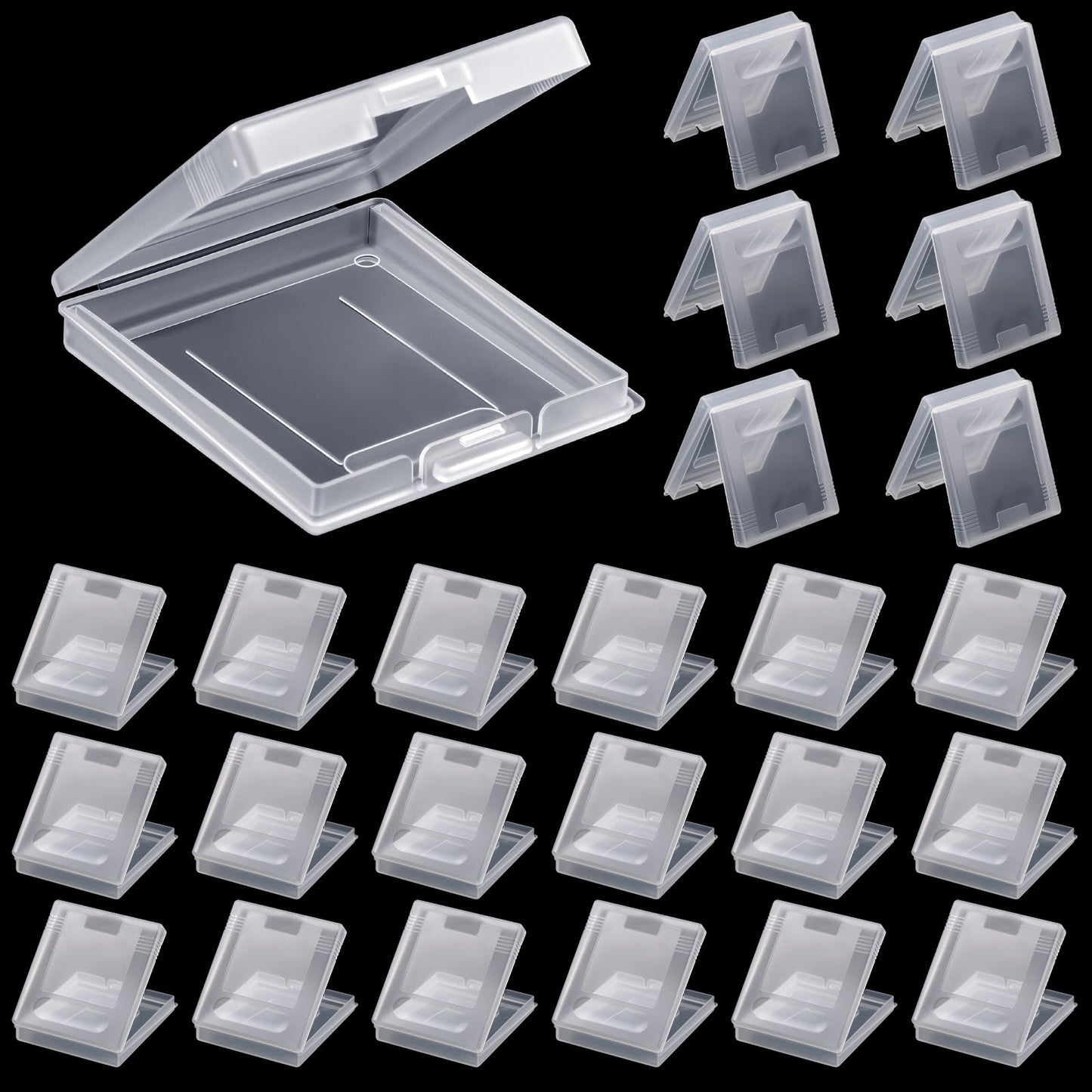 Reallnaive 24 Pcs Transparent Game Case Box - Anti-Dust, Big Storage, 2.5 x 2.8 Inch, Compatible with GBC/GB/GBP, Christmas