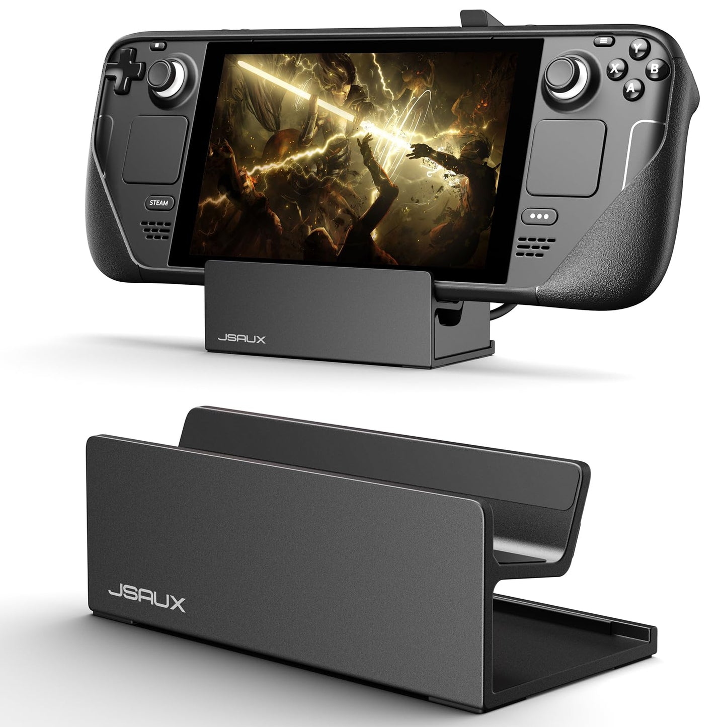 JSAUX Stand for Official Steam Deck Dock/ROG Ally with Case  Frosted Aluminum Alloy  Anti-Slip Holder