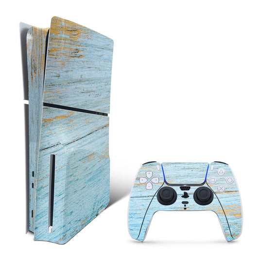 MightySkins Skin Compatible with Playstation 5 Slim Disk Edition Bundle - Distressed Wood | Protective  Durable  and Unique Vinyl Decal wrap Cover | Easy to Apply | Made in The USA