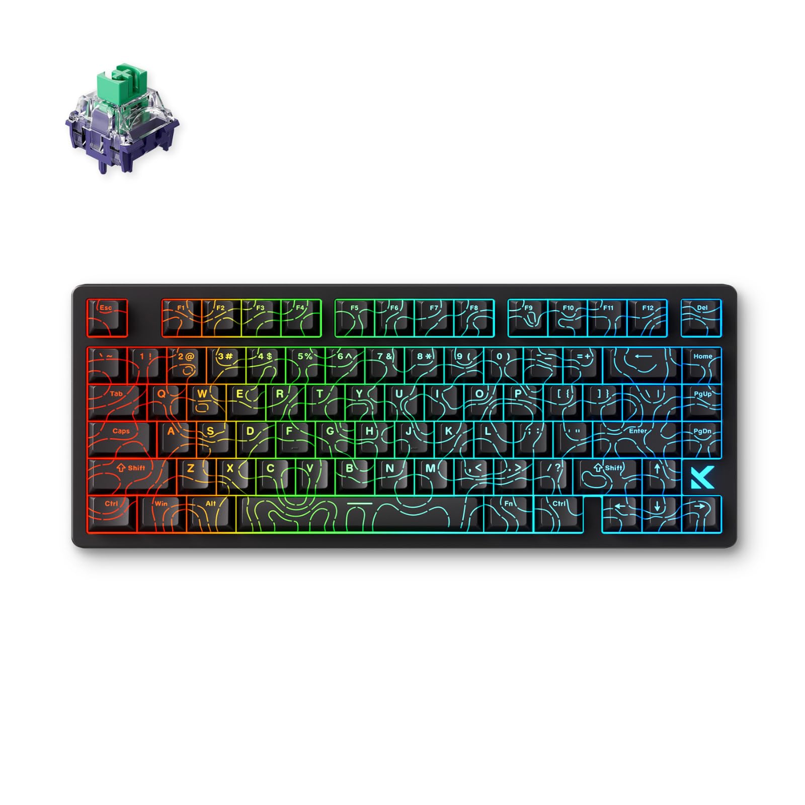 MCHOSE Jet 75 Rapid Trigger Keyboard 75% Percent  Hall Effect Black Topographic Gaming Keyboard  Wired RGB Custom Mechanical Keyboards with Magnetic Switch  PBT Keycaps  Black