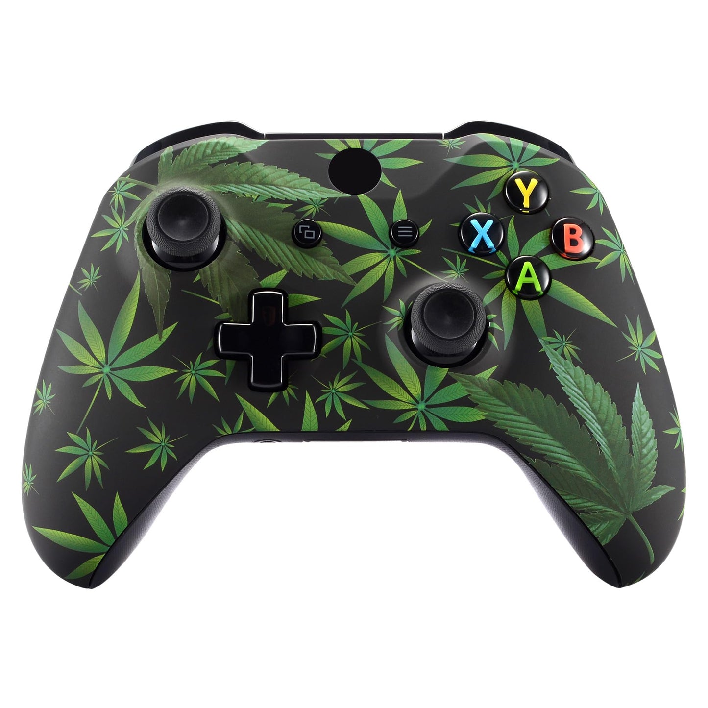 eXtremeRate Green Weeds Faceplate Cover  Soft Touch Front Housing Shell Case  Comfortable Soft Grip Replacement Kit for Xbox One S & Xbox One X Controller Model 1708 - Controller NOT Included