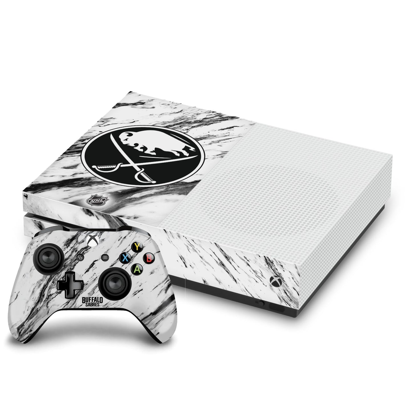 Head Case Designs Officially Licensed NHL Marble Buffalo Sabres Vinyl Sticker Gaming Skin Decal Cover Compatible With Xbox One S Console and Controller Bundle