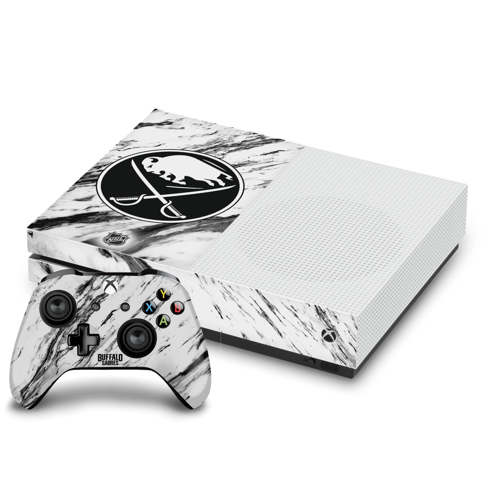 Head Case Designs Officially Licensed NHL Marble Buffalo Sabres Vinyl Sticker Gaming Skin Decal Cover Compatible With Xbox One S Console and Controller Bundle