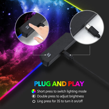 AIMSA Large RGB Gaming Mouse Pad - Extended 35.4x15.8 inch, Non-Slip Rubber Base, 14 Lighting Modes, Waterproof, Nebula Universe