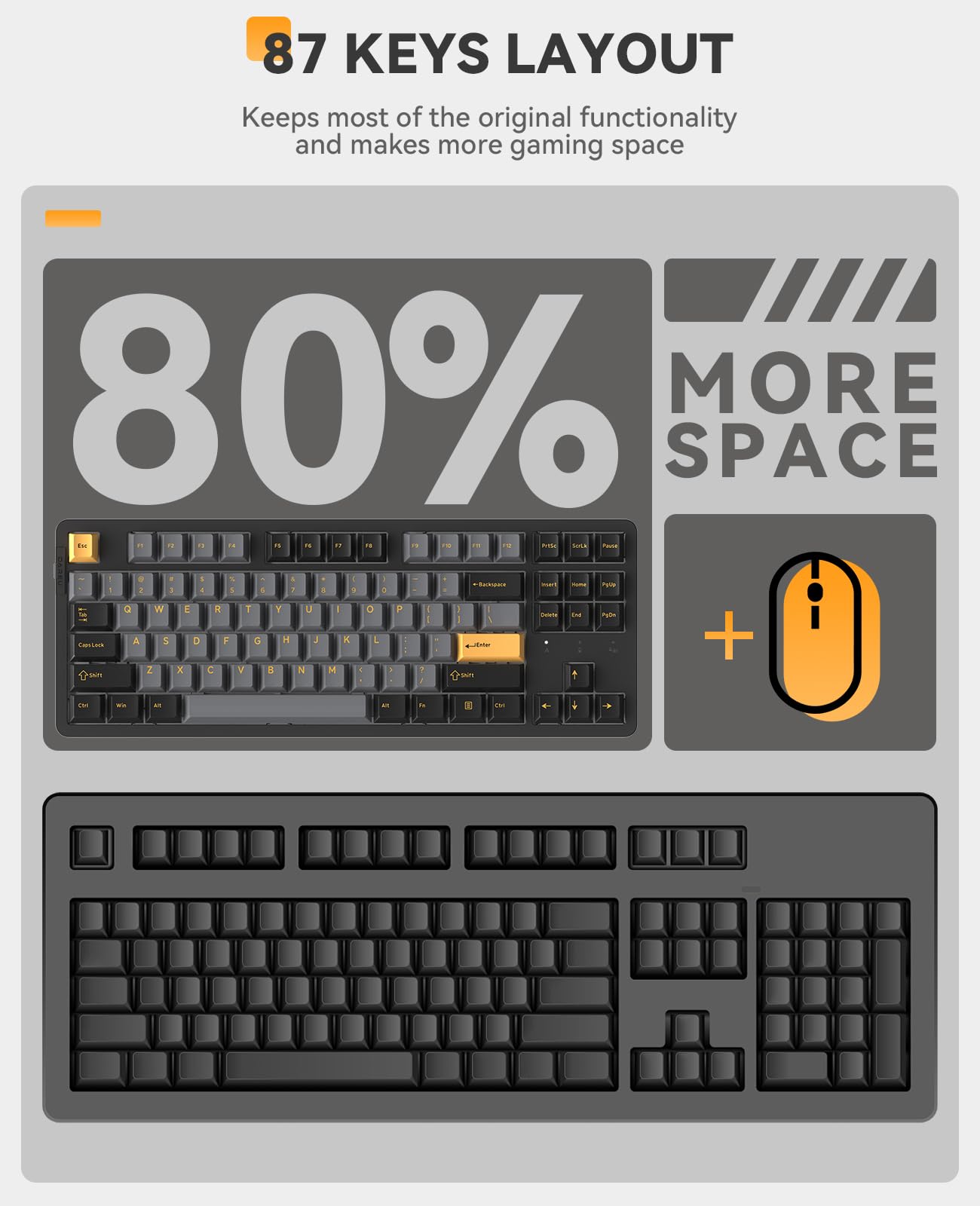 DAREU EK87PRO Wireless Mechanical Gaming Keyboard, TKL RGB, Hot-Swappable, PBT Keycaps, Black, HIFI Dream Switch