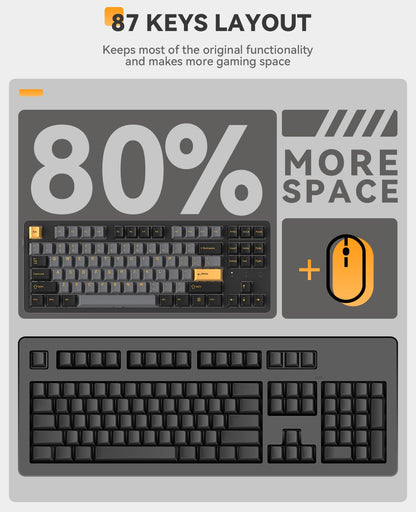 DAREU EK87PRO Wireless Mechanical Gaming Keyboard, TKL RGB, Hot-Swappable, PBT Keycaps, Black, HIFI Dream Switch