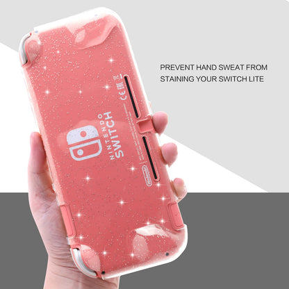 ECHZOVE Switch Lite Case - Clear Glitter Hard Shell Cover with Grip, Crystal Sparkle Design, Full Access Cutouts for Girls