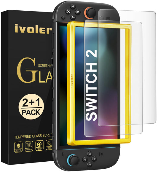 ivoler Screen Protector [2 Pack] Matte Tempered Glass for Nintendo Switch 2 7.9 inch  Matte Anti Glare Screen Protector with [Alignment Frame] Anti-Scratch Full Coverage Guard for Nintendo Switch 2