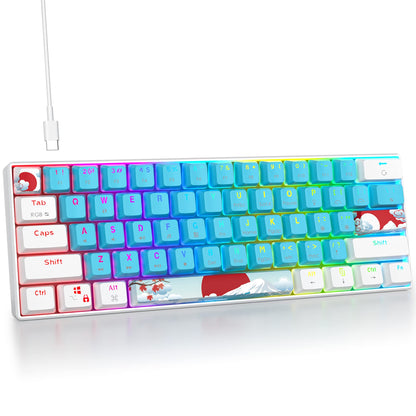 Fogruaden 60% Mechanical Gaming Keyboard - 61 Keys, RGB Backlit, Compact Wired, Blue Switch, Ideal for Win/Mac PC Gamers, Easy to Carry