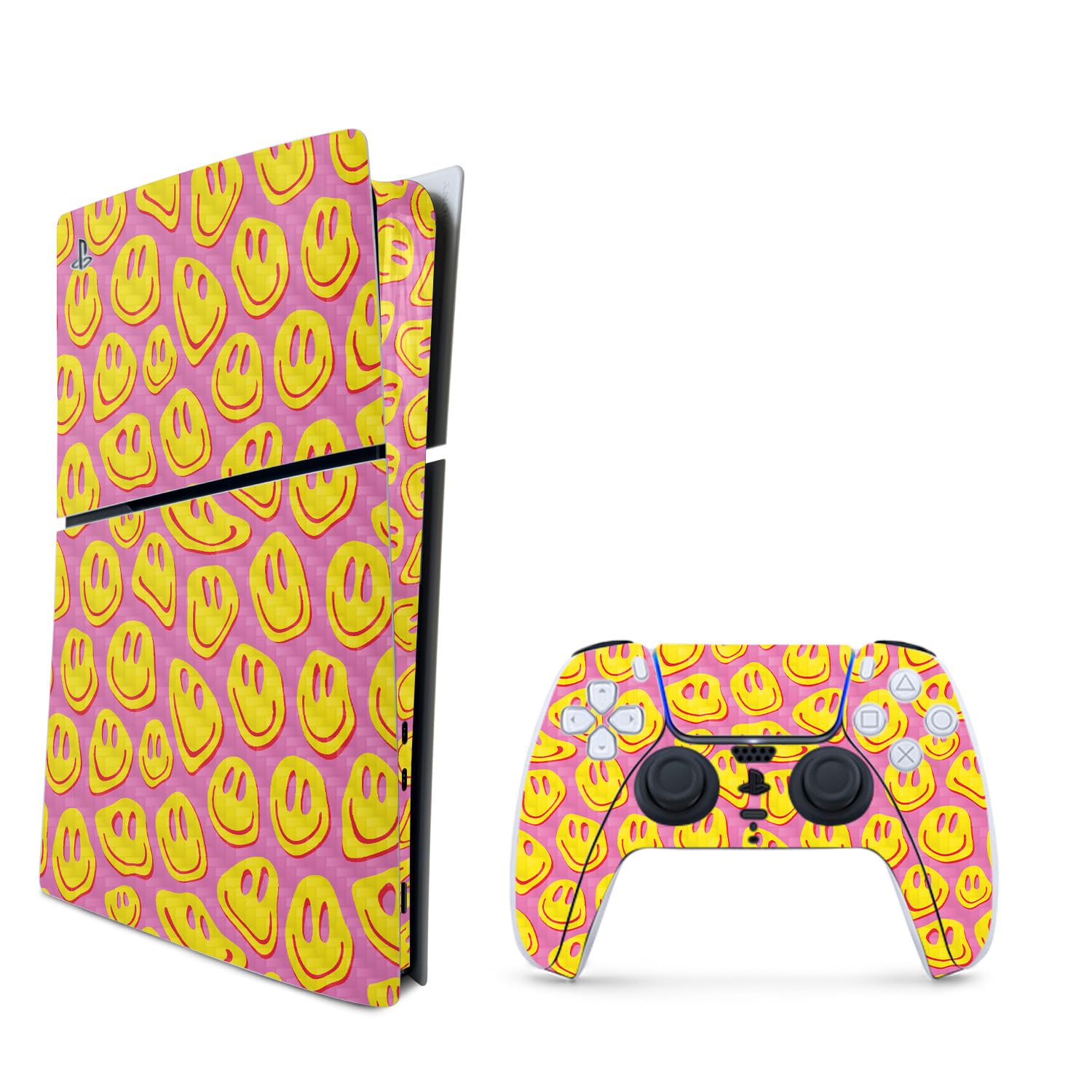 MightySkins Carbon Fiber Skin for PS5 Playstation 5 Slim Digital Edition Bundle - Melted Faces Protective  Durable Textured Carbon Fiber Finish Easy to Apply Made in The USA