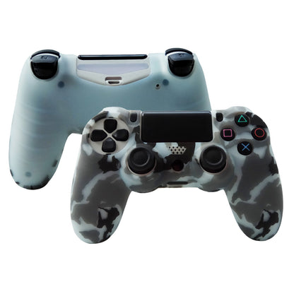 Hikfly Silicone Gel PS4 Controller Cover Skin Protector with 8 FPS Pro Thumb Grip Caps - Purple & Grey - PS4 Print Style