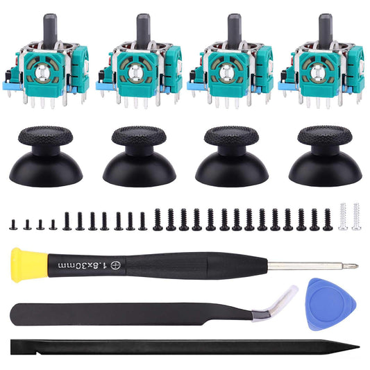 Ikpek Joystick Replacement for PS5 Controller - 4 Pack Thumb Sticks with Repair Screwdriver Kit - Turquoise
