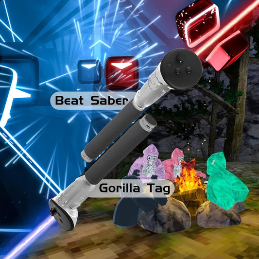 RCstyle Hibloks 3 in 1 Handle Attachments for Meta Quest 3 Controllers - White, Enhance VR Gaming Experience with Long Arms Grips