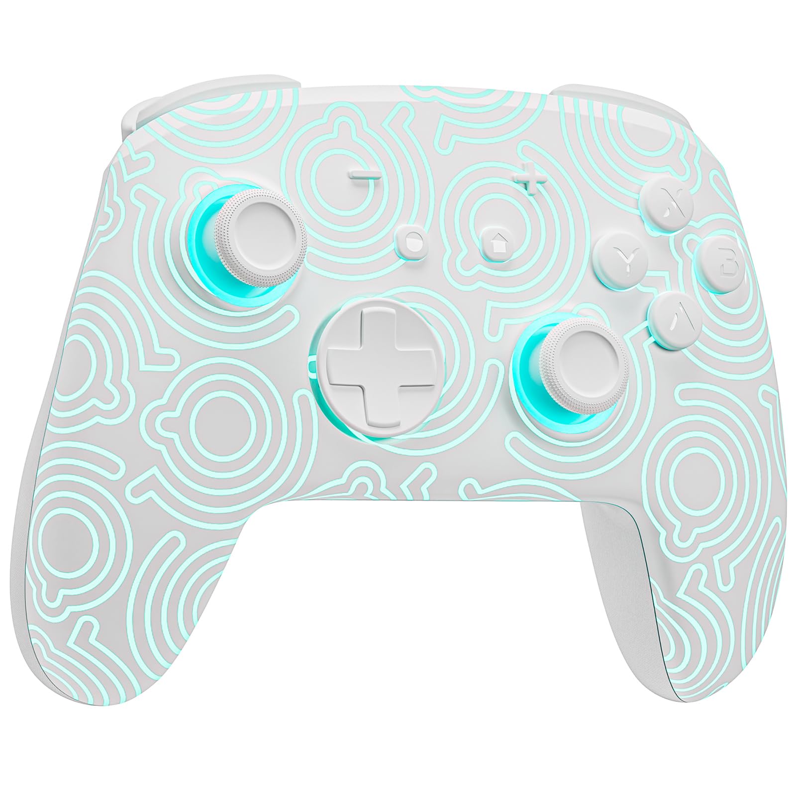 FUNLAB Wireless Switch Pro Controller - White, Firefly Bluetooth Gamepad with RGB LED Colors, Motion Control & Hall Effect Joysticks