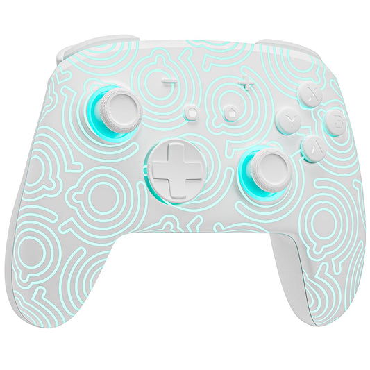 FUNLAB Wireless Switch Pro Controller - White, Firefly Bluetooth Gamepad with RGB LED Colors, Motion Control & Hall Effect Joysticks