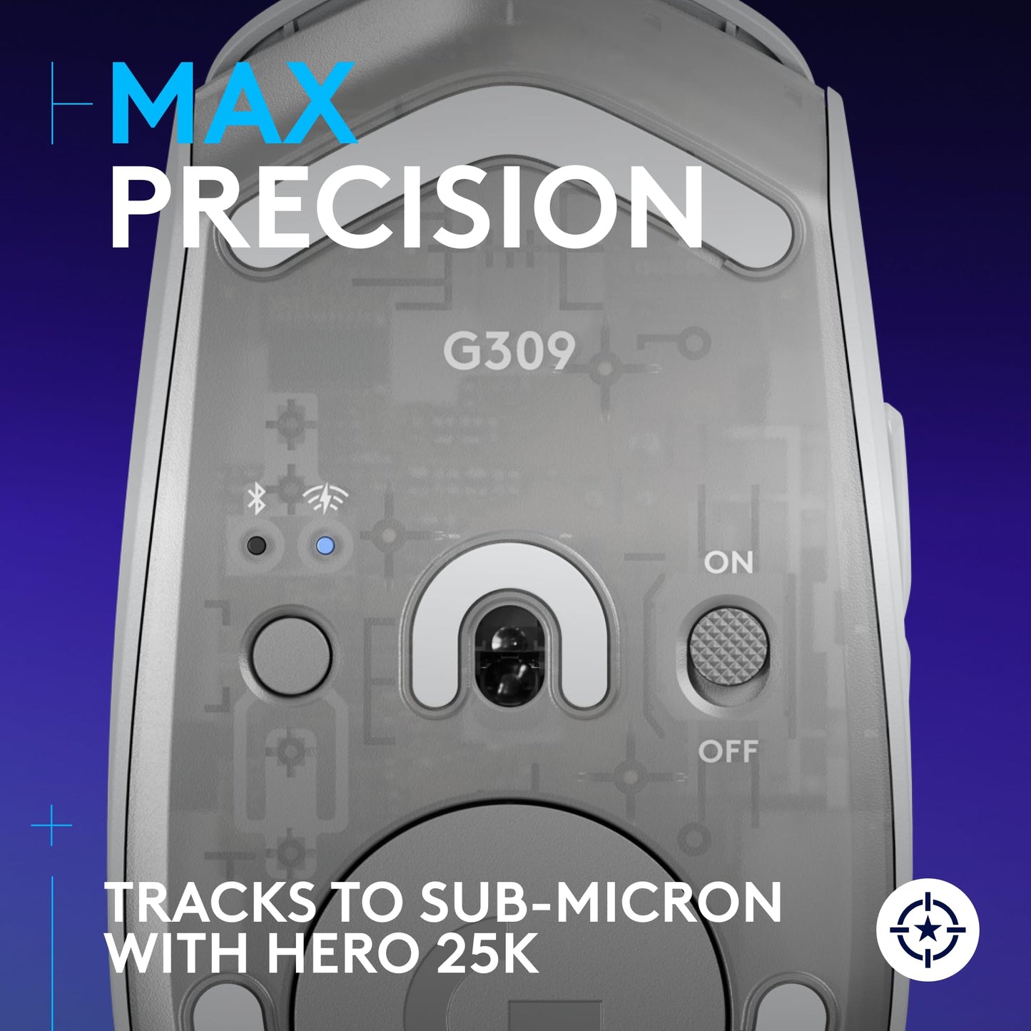 Logitech G309 Lightspeed Wireless Gaming Mouse - Lightweight, Hero 25K Sensor, 6 Buttons, White, One Size, Model 910-007205