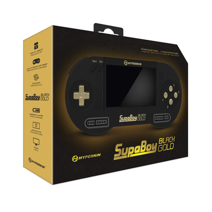 Hyperkin SupaBoy Portable Console for Super NES - Black/Gold, Model SUPABOY-S-BKGD