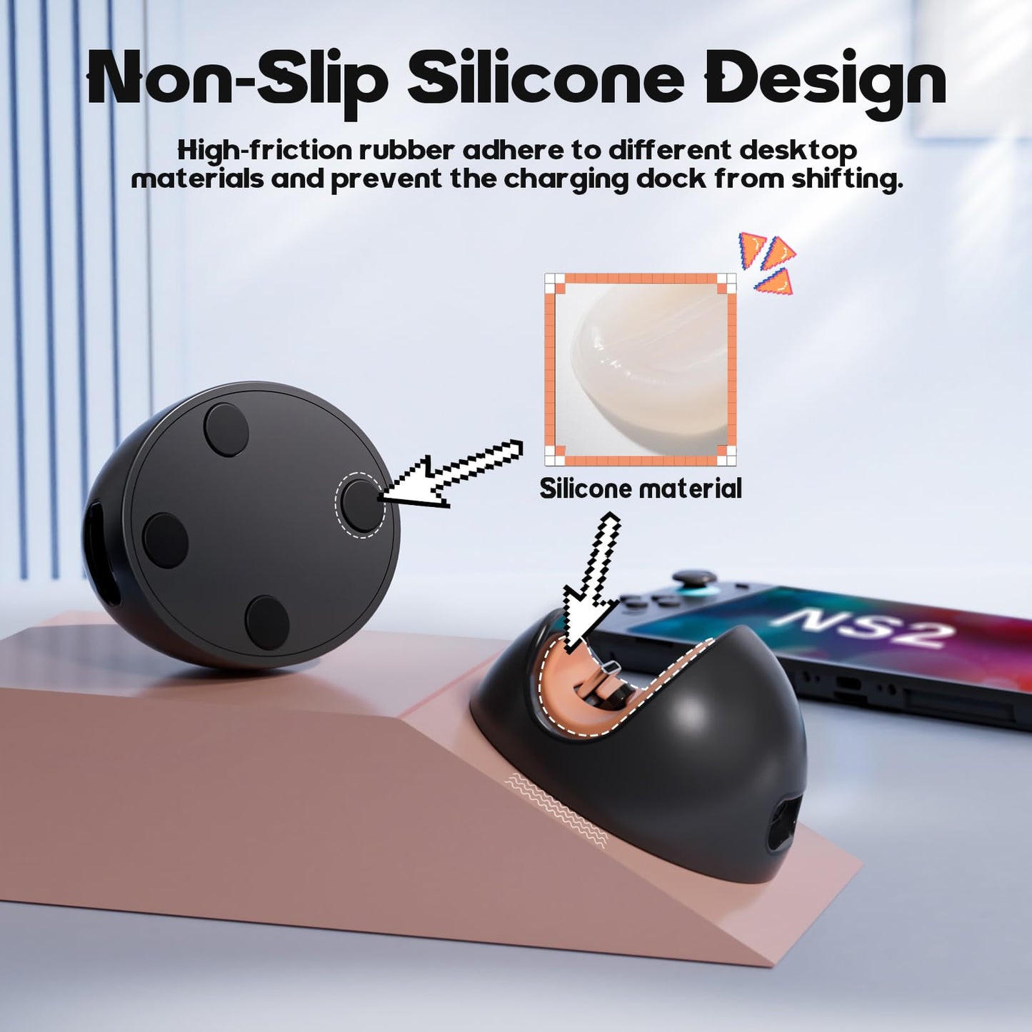 Gorixer Portable Charging Dock for Nintendo Switch 1/2/Lite/OLED - Black, Model NTT47, Ideal for Travel and Home Use