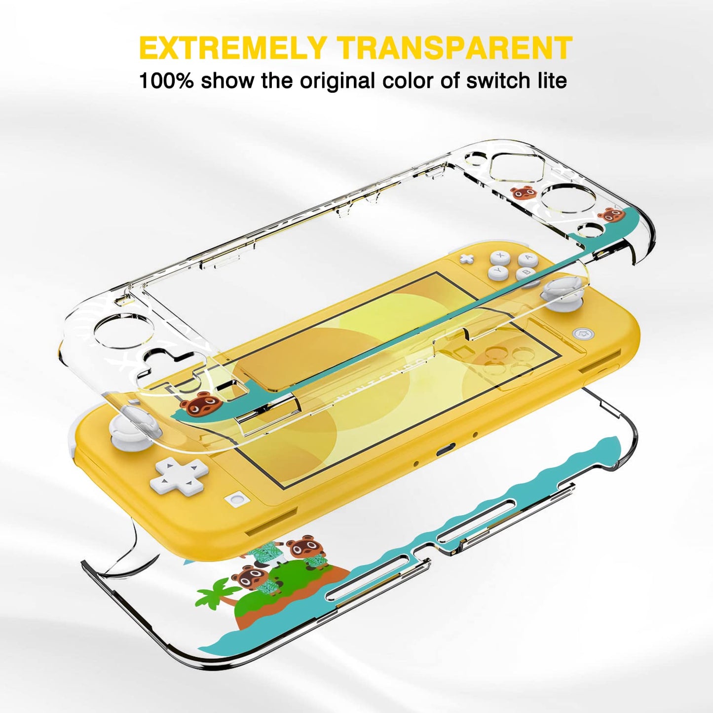 DLseego Protective Case for Nintendo Switch Lite - Hard PC Clear Anti-Shock Cover, Green, Animal Crossing Design