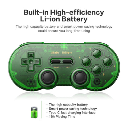 8Bitdo SN30 Pro Wireless Game Controller - Hall Effect Joystick - Gray - Compatible with Switch, Steam, Mac, PC, Android, Windows