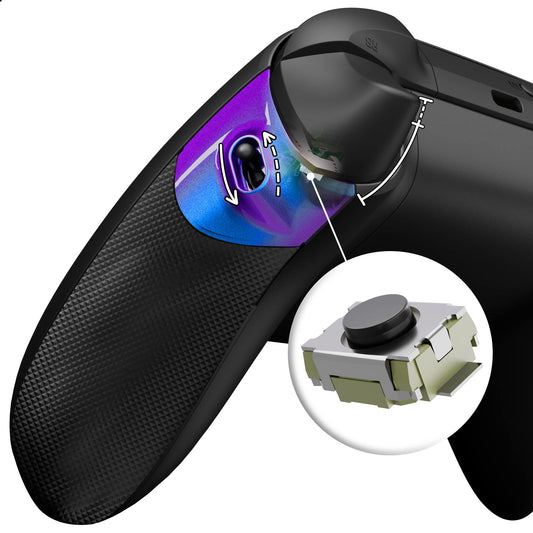eXtremeRate Flexor Clicky Rubberized Side Rail Panels Trigger Stop Kit for Xbox Series X & S Controller  Diamond Textured Chameleon Purple Blue Ergonomic Trigger Stopper Handle Grips for Xbox Core