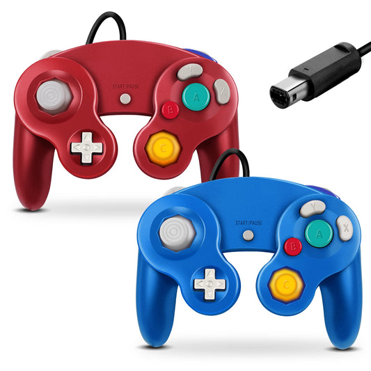 FIOTOK Gamecube Controller  Classic Wired Controller for Wii Nintendo Gamecube (Blue & Red-2Pack)