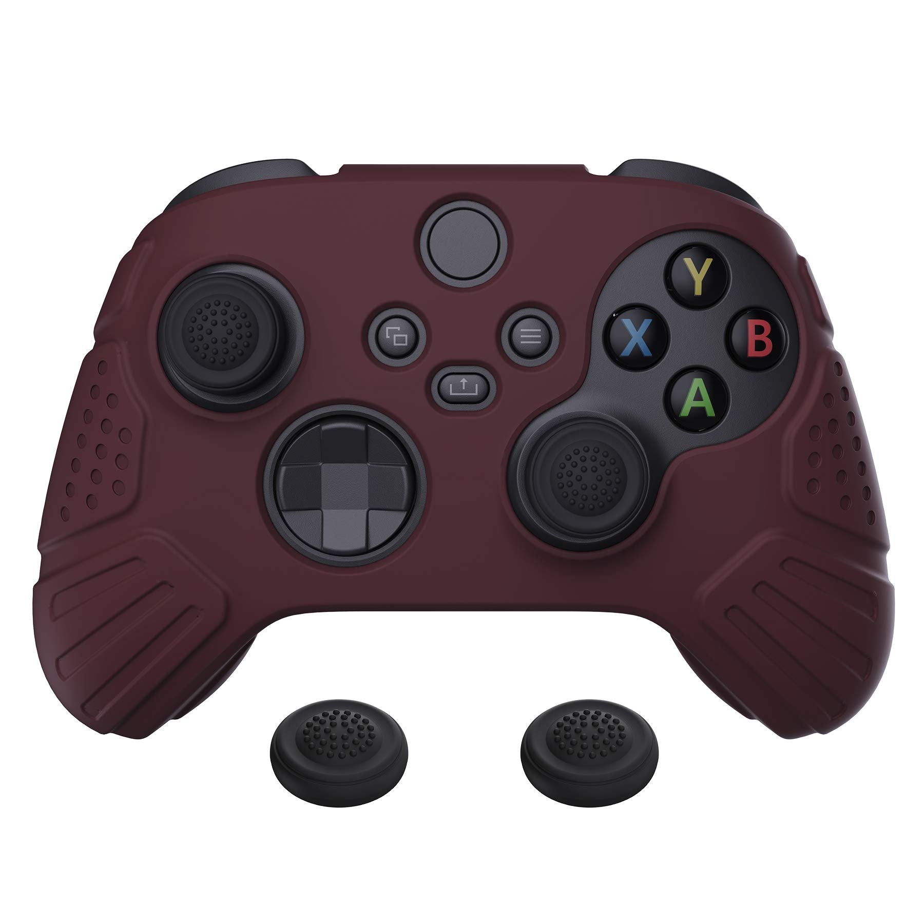 eXtremeRate PlayVital Guardian Edition Wine Red Ergonomic Soft Anti-slip Controller Silicone Case Cover for Xbox Series X/S  Rubber Protector Skins with Joystick Cap for Xbox Core Wireless Controller