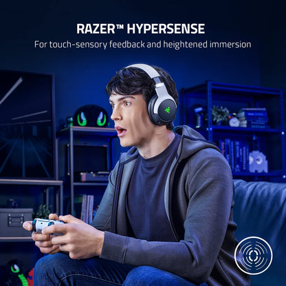 Razer Kaira Pro Wireless Gaming Headset - Haptics, 50mm Drivers, Detachable Mic, 2.4GHz/Bluetooth, White/Black, RZ04-040301