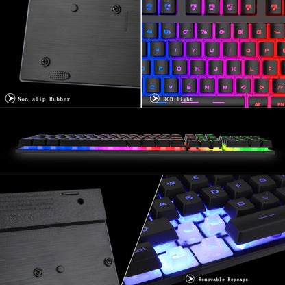 BlueFinger RGB Gaming Keyboard & Mouse Combo, Wired USB, LED Backlit, Black, for PC & Laptop Gaming
